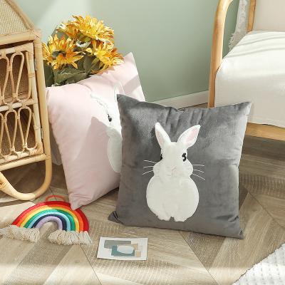 China Breathable Cute Flannel Embroidered Rabbit Holiday Home Hotel Pillow Three-Dimensional Pillow Sofa Cushion for sale