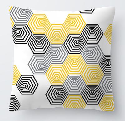 China Anti-static Custom Digital Printing Cutout Pillow Velvet Yellow Series Geometric Printing Nordic Cushion Cover Pillowcase for sale