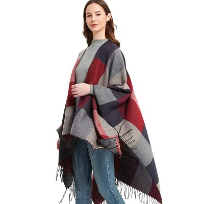 China Wholesale price new winter foreign trade product ladies large plaid european american slit pashmina warm shawl for sale