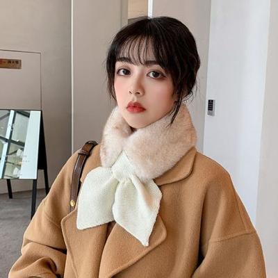 China Wholesale Soft Touch Feeling Color Soft Touch Feeling Thick Pure Wool Rex Rabbit Hair Cross Rex Rabbit Hair Cross Women's Winter Warm Scarf for sale