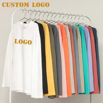 China 100% Cotton Top Quality Mens T-shirt Solid Color Anti-Wrinkle Up Man Logo LabelsLong Custom Dress Sleeves Pure Color Unisex T-Shirts for sale