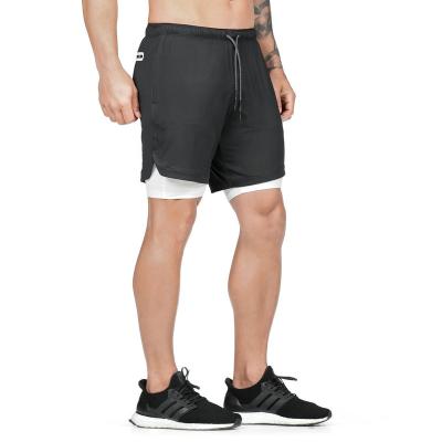 China High Quality Nylon Men's Anti-Wrinkle Sports Shorts Custom Compression Logo Print Gym Shorts Reflective Two Layer Elastane New for sale