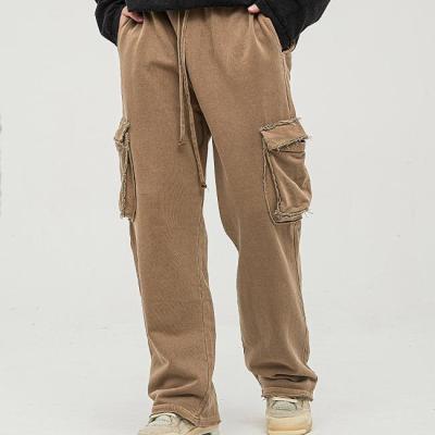 China Anti-wrinkle summer spring fashion men's casual simple straight loose sweatpants big pocket trousers men's pants for sale