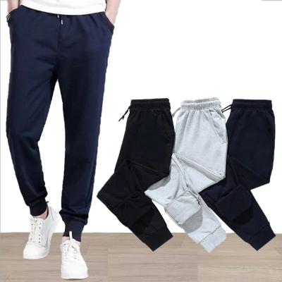 China Anti-Wrinkle Customized Premium Mens Sweatpants With Elastic Ankles Cotton Plus Size Mens Jogger Pants Solid Pants Gym Track Panties for sale