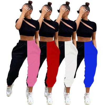 China Custom Anti-wrinkle Women Plus Size Casual Colorblock Pants Fitness Jogger Pants Ladies Sweatpants For Women for sale