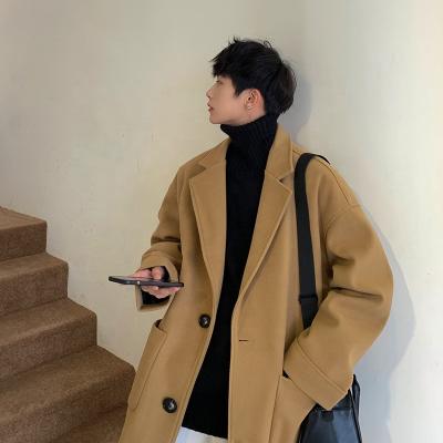 China 2022 Anti-wrinkle Mens Brown Wool Coats One Color Long Caot For Mens Winter Jacket For Men for sale