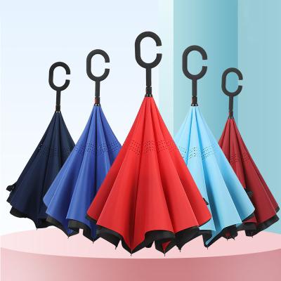 China Wholesale Modern Automatic Open Outdoor Umbrella Car Double Layer Car Folding Umbrella Reverse Inverted Umbrella for sale