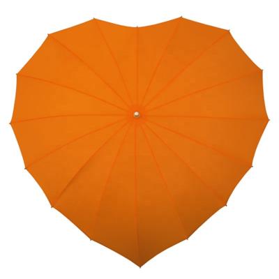 China Traditional Orange Straight Umbrella Girls Umbrella Wedding Store Sale Heart Shaped Umbrella for sale