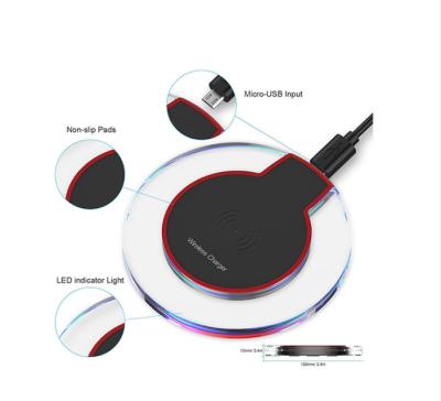 China Universal Mobile Phone Tablet Charging Qi Wireless Charger Lamp For Mobile Phone Crystal Wireless Charger Factory Supply Chargers for sale