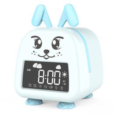 China Factory Wholesale Night Light Shine Rabbit Alarm Clock Children Sleep Trainer Adjustable Calendars for sale