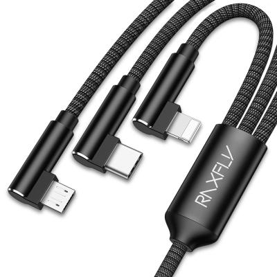 China Strong Durable Free Shipping RAXFLY Mobile Phone Charging 3 In 1 Micro USB Type C Cable Data Charger Cable for sale