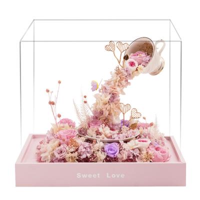 China Valentine's Day Immortal Home Wholesale New Gifts Acrylic Tanabata Decoration Gift Box Finished Products To Give Girlfriends Rose Ornaments for sale