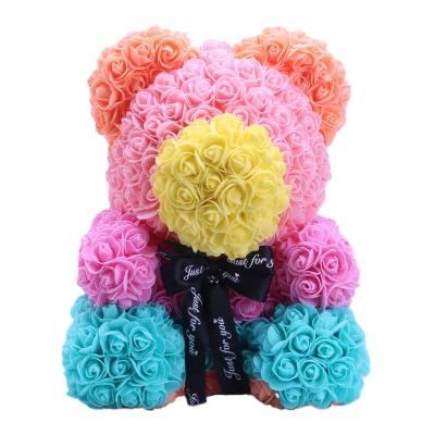 China Preserved Flower Valentine's Day Birthday Gift for Girlfriend Wife Rose Bear Gift Box Preserved Fresh Flower Bear for sale