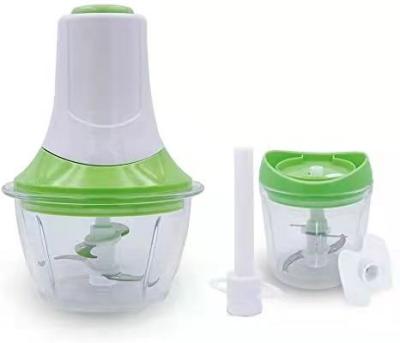 China OEM high quality electric glass bowl car 2-in-1 1.2L salad food processor vegetable alimento cleaver and 500mL plastic cup for sale