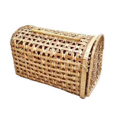 China Rattan Wicker Basket Carrier Europe Vintage Pet Cat Carrier Woven Basket Farmhouse Coastal Decor for sale