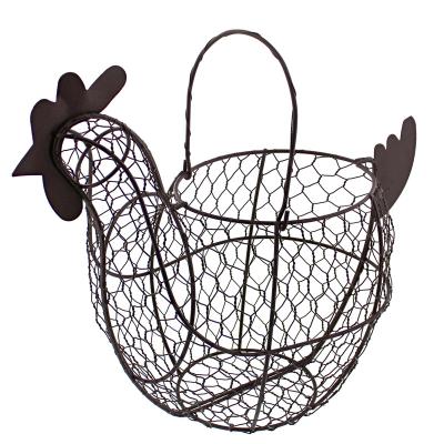 China Europe OEM/ODM Service Decorative Chicken Egg Rack Brown Wire Storage Basket With Handle For Eggs With Lowest Price for sale