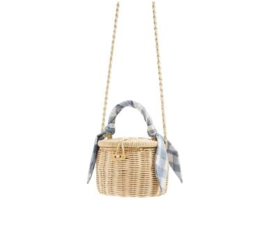 China Handwoven Bag Tote Round Purse Basket Willow Handbag Small Wicker Bag Europe Small Wicker Purse for sale