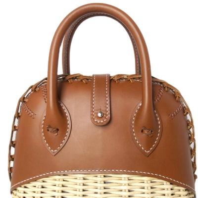 China Europe Luxury Wicker Summer Straw Bag With Leather Handles 30th Birthday Gift For Women for sale