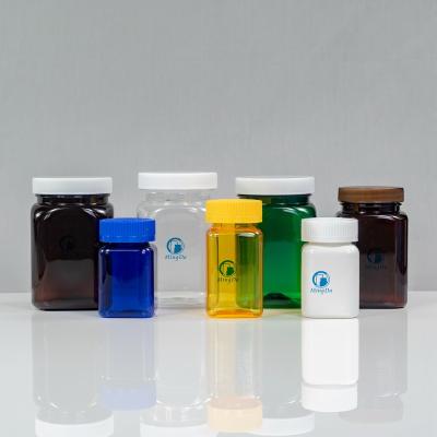 China Pharma Products Packaging 200ml Screw Cap Wholesaler Packaging Plastic Amber/Green Pharma Products Square Bottle PET Factory for sale