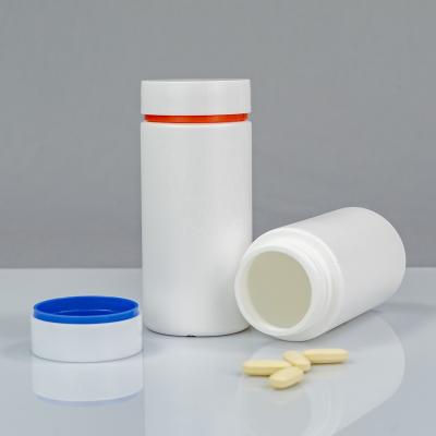 China Plastic Medicine /Tablets /Capsule /Pill Cylinder Size Medicine Packing Container 250ml Common Colorful HDPE Double Cap for sale