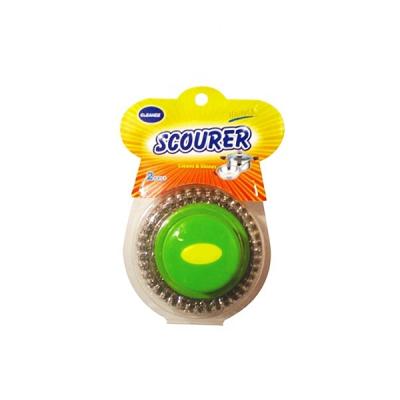 China Sustainable Kitchen Use 2pcs Packed Galvanized Mesh Scourer With Handle for sale