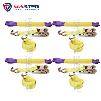 China Car Hauling Professional Ratchet Recovery Strap Trailer Link Alloy Wheel Down Strap for sale