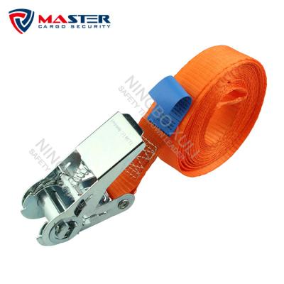 China Cargo Control 25 mm 4m Quick Release One Piece Lashing Strap 800 Kg Ratchet Lashing Strap for sale