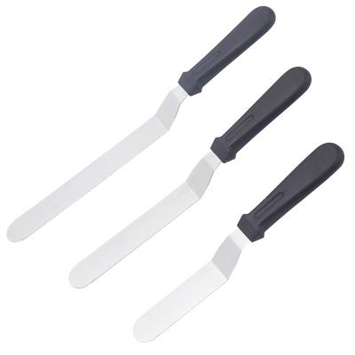 China Hot Selling Viable 6/8/10 Inch Stainless Steel Curved Cake Spatula With Butter Plastic Spatula Handle Baking Tools for sale