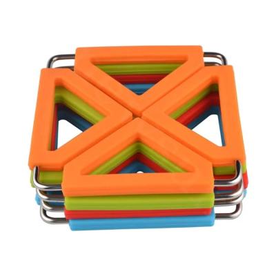 China Silicone Stainless Steel Foldable Heat Resistant Trivet Mat Trivet Silicone Pot Holder Kitchen Table Viable Creative Silicone Tripod for sale