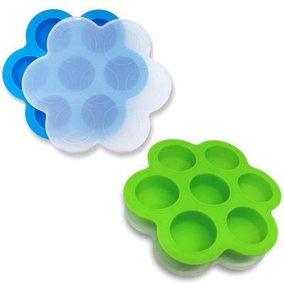 China Viable Egg Bites Mold For Pressure Cooker Accessories Silicone Food Container With Lid 7 Holes Soft Silicone Cake Molds for sale