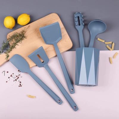 China 6 Pcs Sustainable Food Grade Safe Silicone Tools New Kitchen Full Silicone Utensils Set With PP Rack Cooking Tools for sale