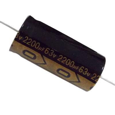 China Taiwan Electronic Consumer Products Manufacturer Of Aluminum Electrolytic Capacitor, Axial 2200uF 63V for sale