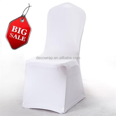 China SALE LONGSUN Spandex Simple HOT White Universal Stretch Lycra Elastic Chair Cover For Hotel Wedding Banquet Party for sale