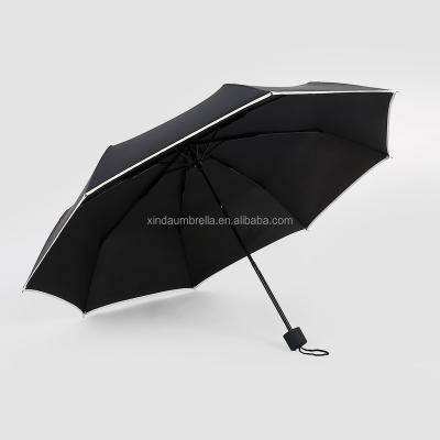 China Market Lady 3 Fold Folding Umbrella PVC Bag Compact Carry Umbrellas Small Size UV ​​Protective Plain Color For Sun Protection for sale