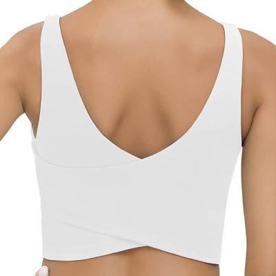 China Hingto Medium Support Sports Bras Soft Breathable Thick Padded Yoga Gym Tank Sports Bra for sale