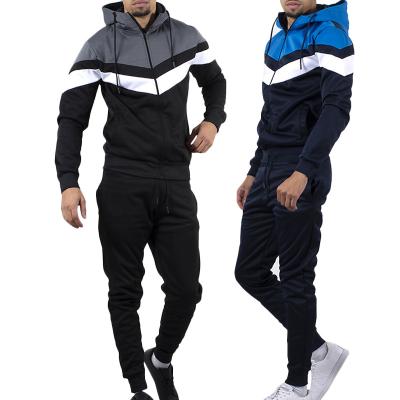 China Breathable Mens Sets Design 2 Piece Mens Tracksuit Your Own Logo Custom Tech Fleece Cotton Jogger Clothing Sets Blue Striped Mens Tracksuit for sale