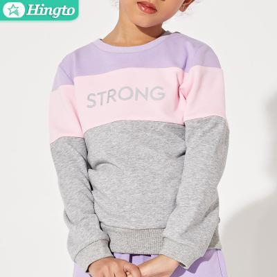 China Hingto Anti-Pilling Girl Color Bold Print Long Sleeve Pullover Top Sweatshirt for sale