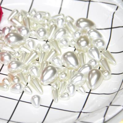 China Garment Accessories/Jewelry Bracelets & Necklaces/Decoration ABS Ivory Ivory Bead Long Water Drop Shaped Acrylic Beads For DIY Bracelet With Half Hole for sale