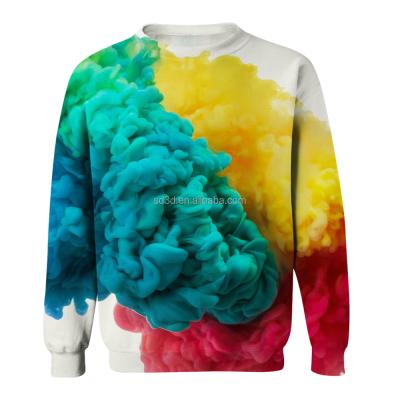 China new style Anti-wrinkle crew neck men Hoodies sublimation printing colorful trail decoration on sports wear for sale