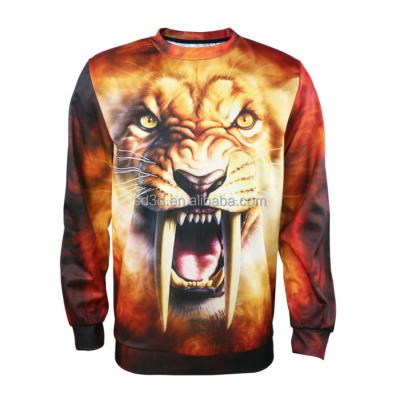 China Anti-wrinkle Mens Hoodies And Sweatshirts With Roaring Lion Animal Hoody 3D Printing for sale