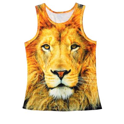 China Hot Selling Anti-Wrinkle Tank Top With Printing Lion Custom 2021 New Animal Polyester Tank Top Quick Dry Breathable Cool Workout 3d Printed for sale