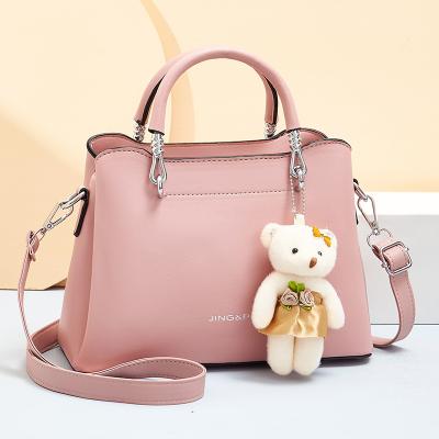 China 2022 New Fashion Casual Handbag Women Lady Shoulder Bag PU Bear Ornaments Bag for sale