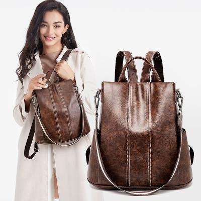 China 2022 Anti-theft PU Backpack New Korean Style Women's Simple Bag Retro Anti-theft Backpack for sale