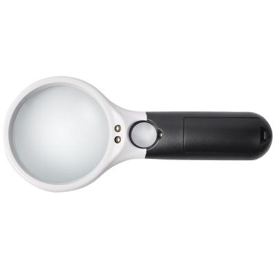 China NO.6902AB 75MM Double Lens And Bright Light Illumination Illuminated Ergonomic Handle Magnifier Magnifying Glass for sale