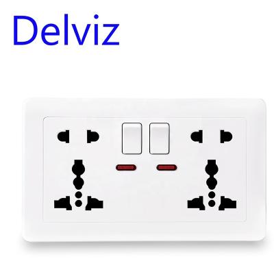 China Dual Switch Control Socket Delviz 13A Wall Socket, AC 110~250V Electric Socket Jack Switch Button Control, International Universal Power Supply Outlet for sale