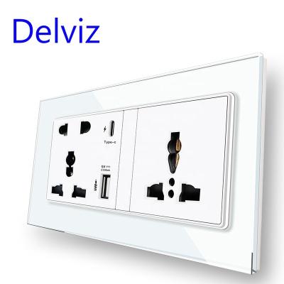 China Delviz Residential/Multi Purpose Multi Function Socket, Universal 13A Dual Power Socket, 18W 4A Type C USB Port Smart Fast Wall Charging 5V Electrical Outlet for sale