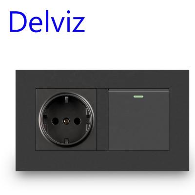 China Delviz Residential/General Purpose European Electrical Socket Outlet, AC 110~250V, 1 Gang 2 Way Wall Lamp Switch, EU Standard 16A Power Supply PC Panel Socket for sale