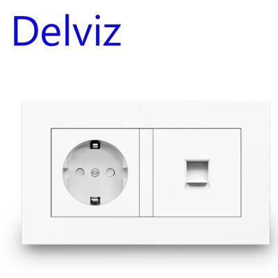 China Delviz Residential/General Purpose Electrical Jack, Customizable Module, European RJ45 Computer Network Cable Outlet, EU Standard 16A Wall Power Supply Socket for sale