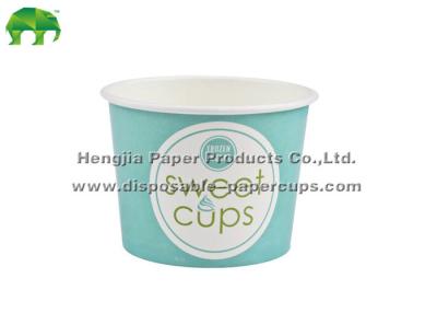 China Disposable Cute 4oz 100ml Paper Ice Cream Cups Blue With PET Dome Lid for sale