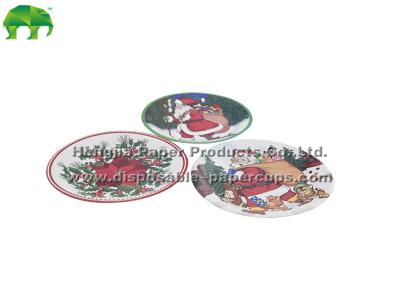 China Biodegradable Flower / Father Christmas Disposable Paper Plates 7 Inch for sale